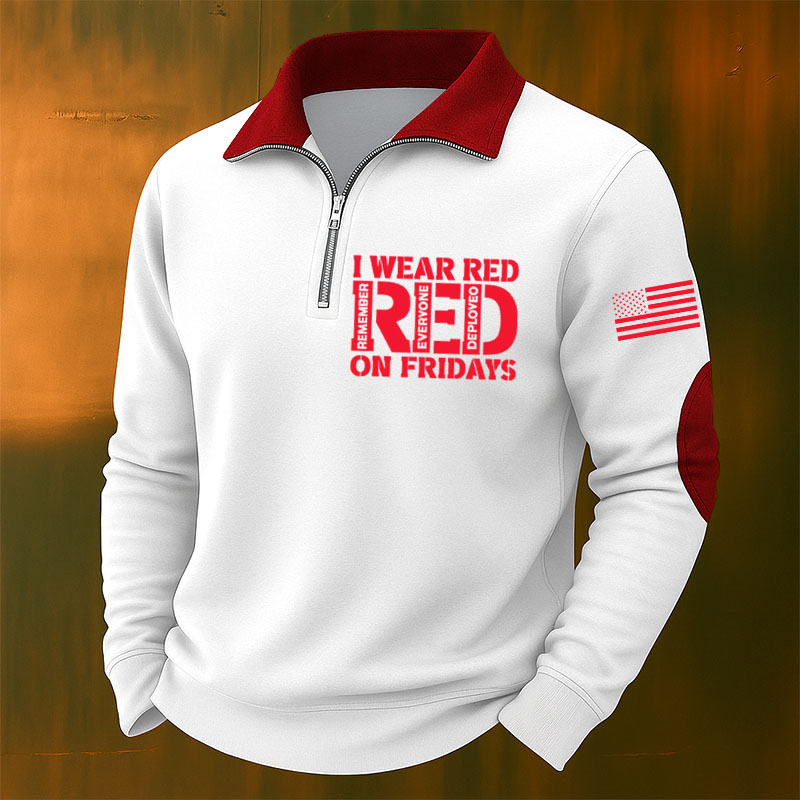 Men's Red Friday Casual Zipper Sweatshirt