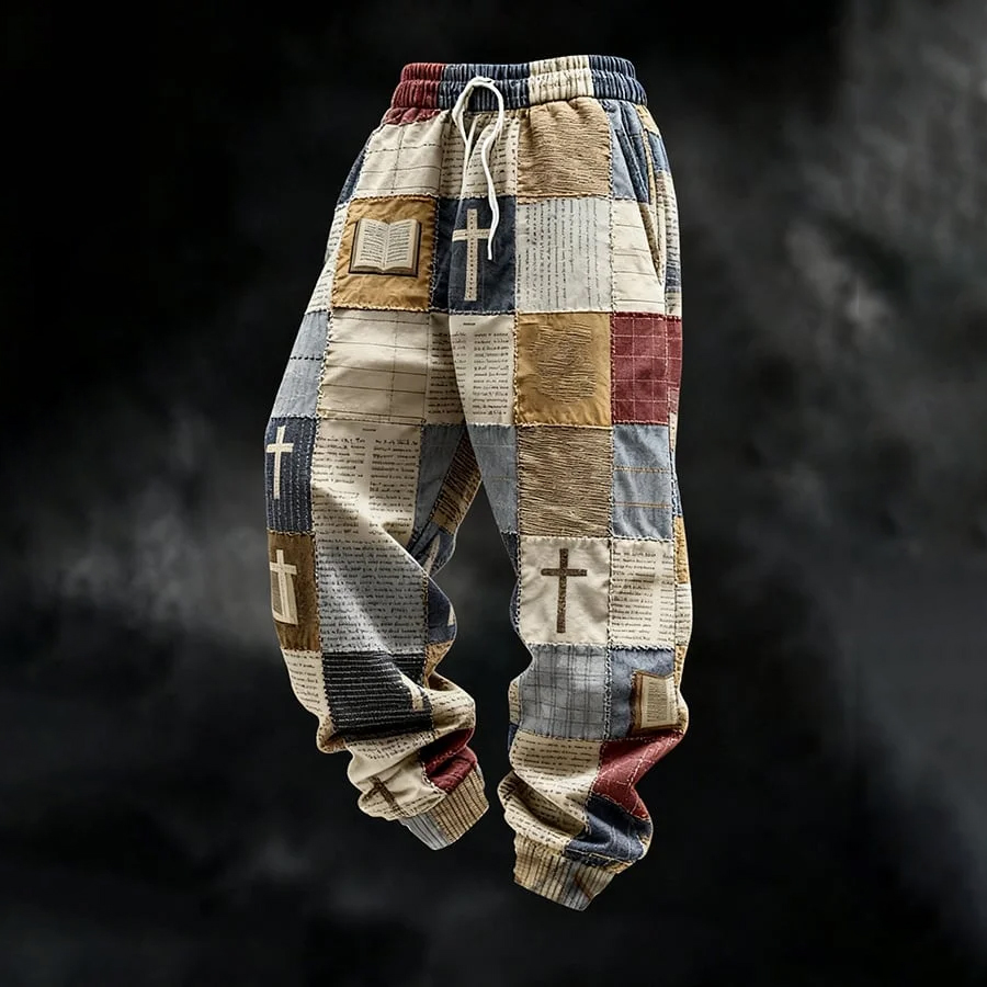 Men'S Faith Print Casual Strappy Casual Pants