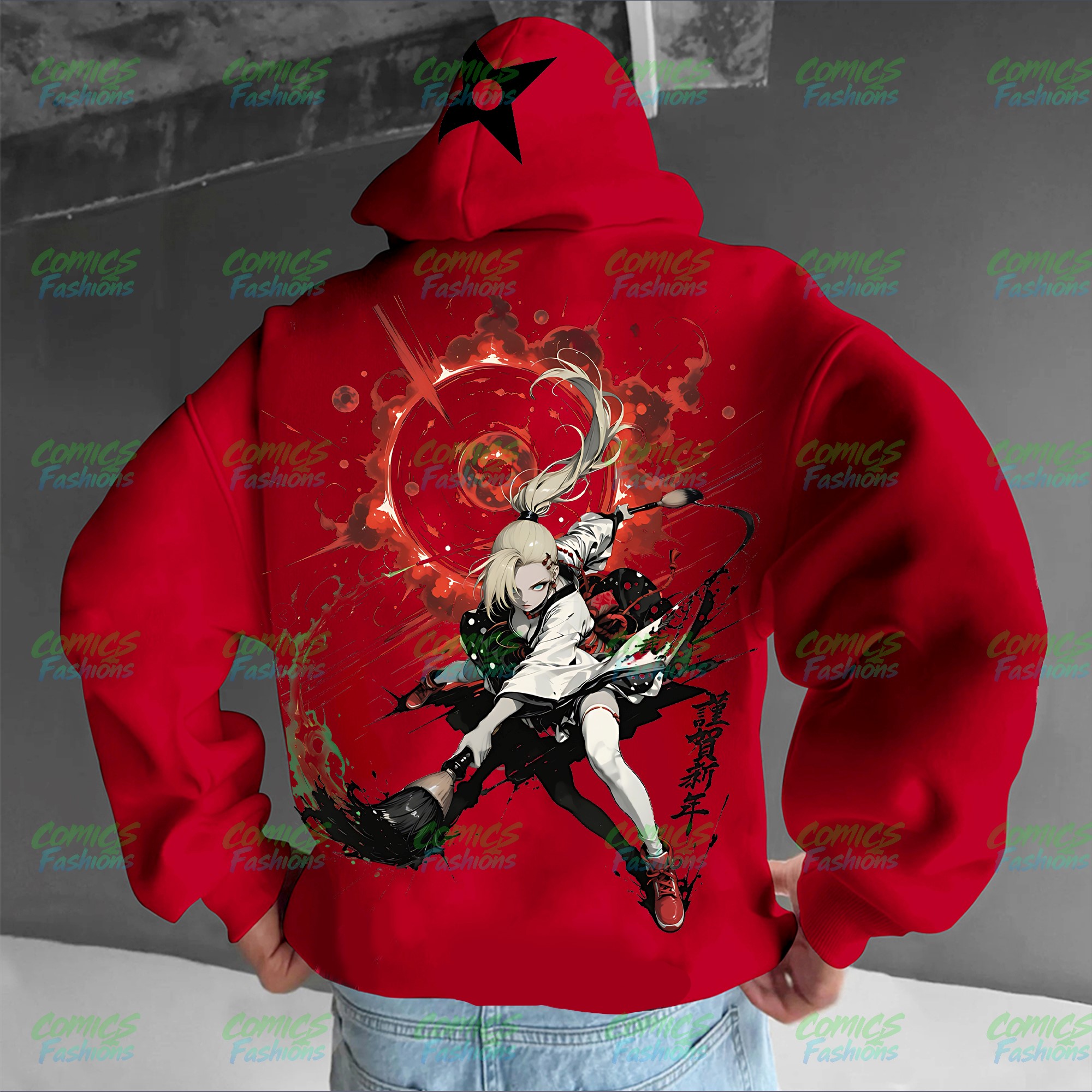 Plus Velvet Unisex Anime Graphic Streetwear Vintage Hoodie