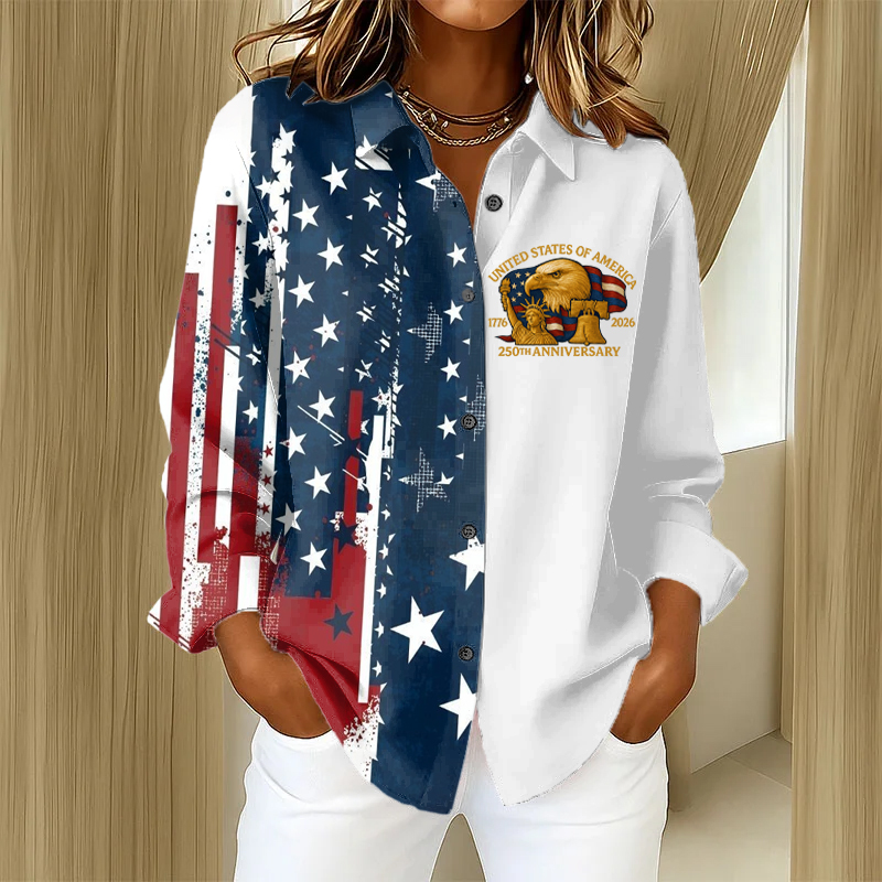 US 250th Anniversary Women's Printed Casual Long Sleeve Shirt