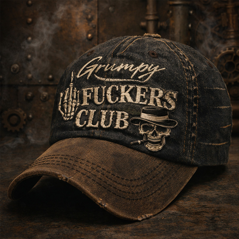 Funny Retro Old Man Club Print Casual Hat
