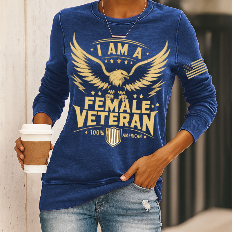 Female Veterans Print Long Sleeve Sweatshirt