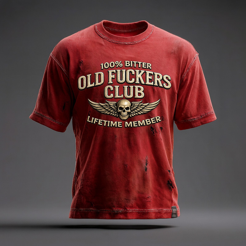 Men's Retro Funny Old Man Club Print Casual Short-Sleeved T-shirt