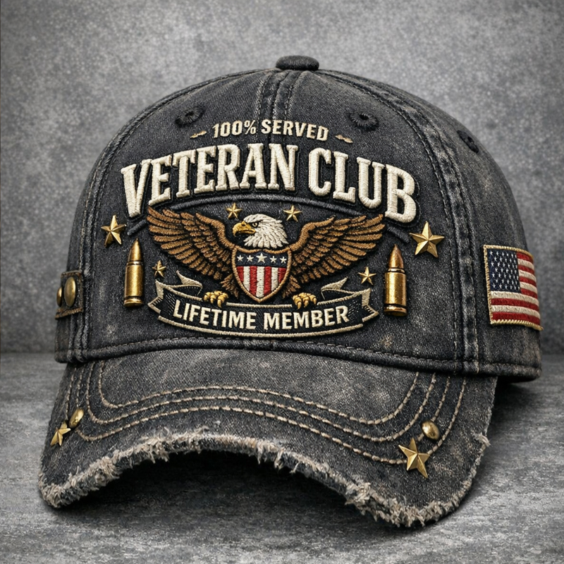 Veteran Club Retro Print Casual Hat