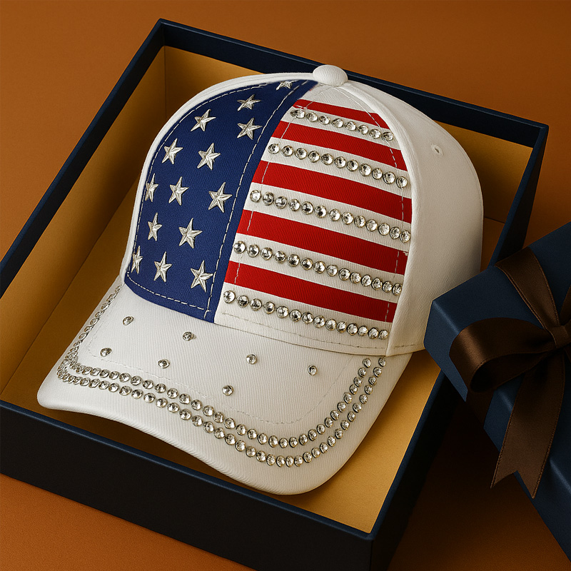 US 250th Anniversary Rhinestone Printed Casual Hat