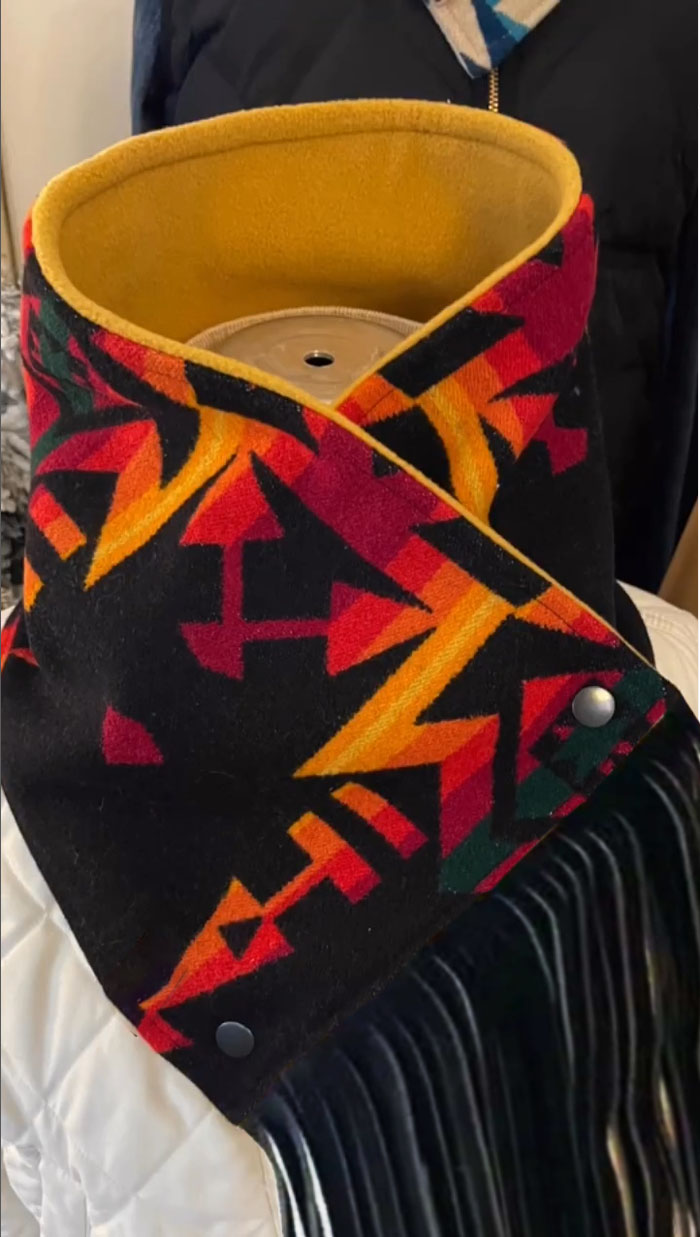 Western Fringed Scarf - Aztec Pattern