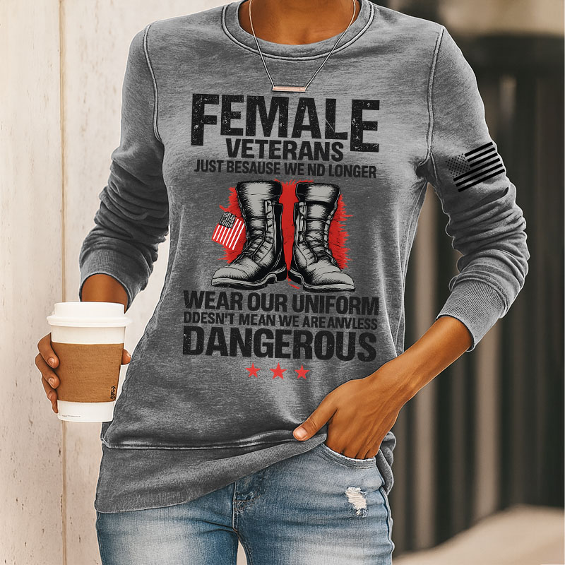 Female Veterans Print Long Sleeve Sweatshirt