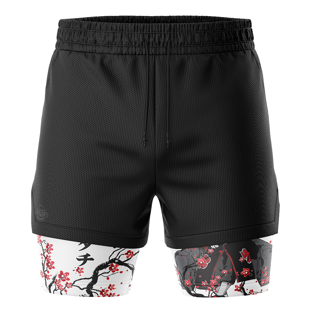 Itachi Uchiha V2 Cherry Blossom Shippuden 2-in-1 Performance Shorts