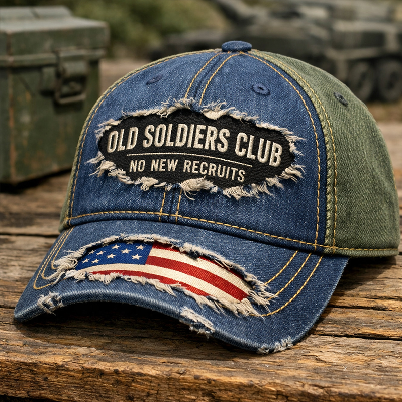 Old Soldiers Club Retro Print Casual Hat