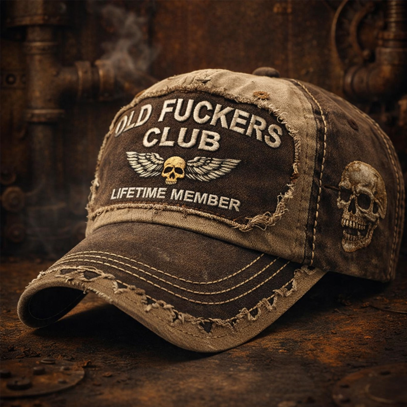 Funny Retro Old Man Club Print Casual Hat