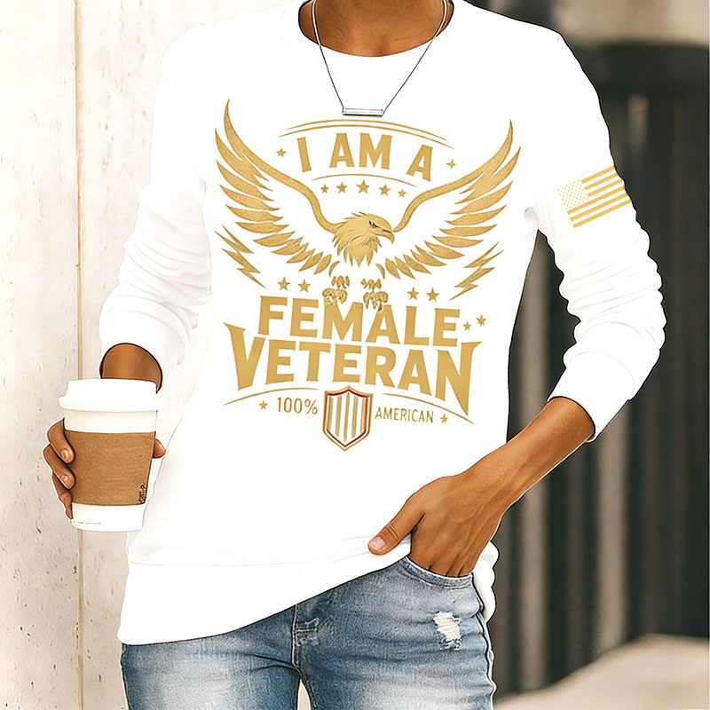 Female Veterans Print Long Sleeve Sweatshirt