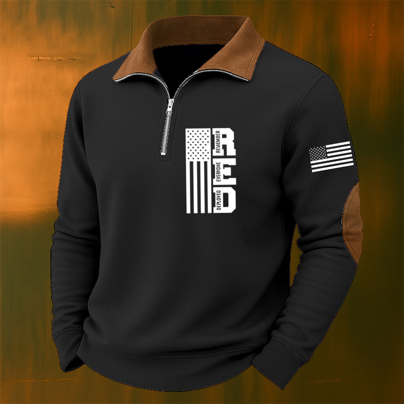 Men's Red Friday Casual Zipper Sweatshirt