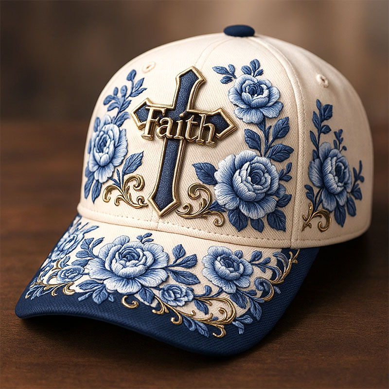 Faith Flowers Vintage Printed Hat