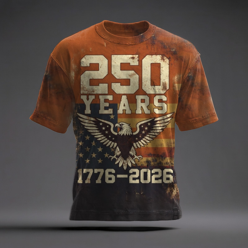 US 250th Anniversary Art Illustration Printed Casual T-Shirt