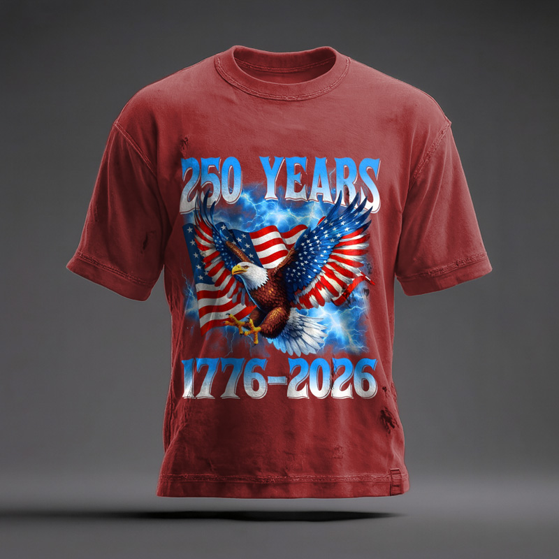 US 250th Anniversary Art Illustration Printed Casual T-Shirt