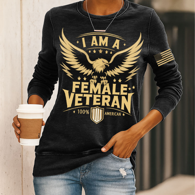 Female Veterans Print Long Sleeve Sweatshirt