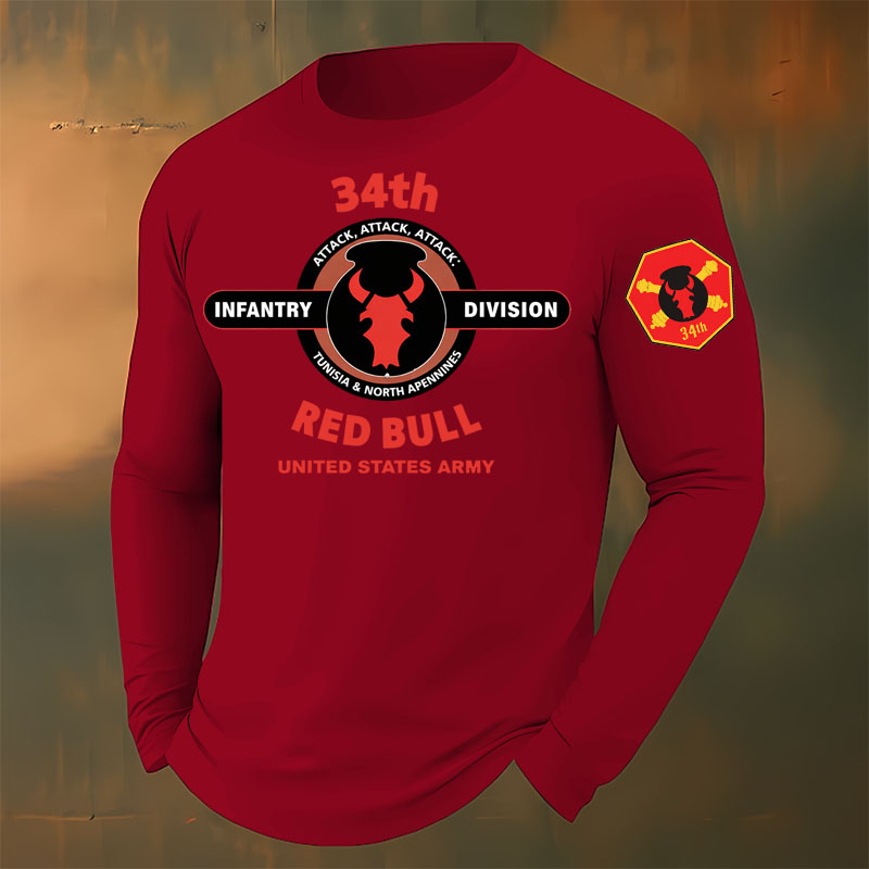 The Red Bull Division Printed Casual Long-Sleeved T-Shirt