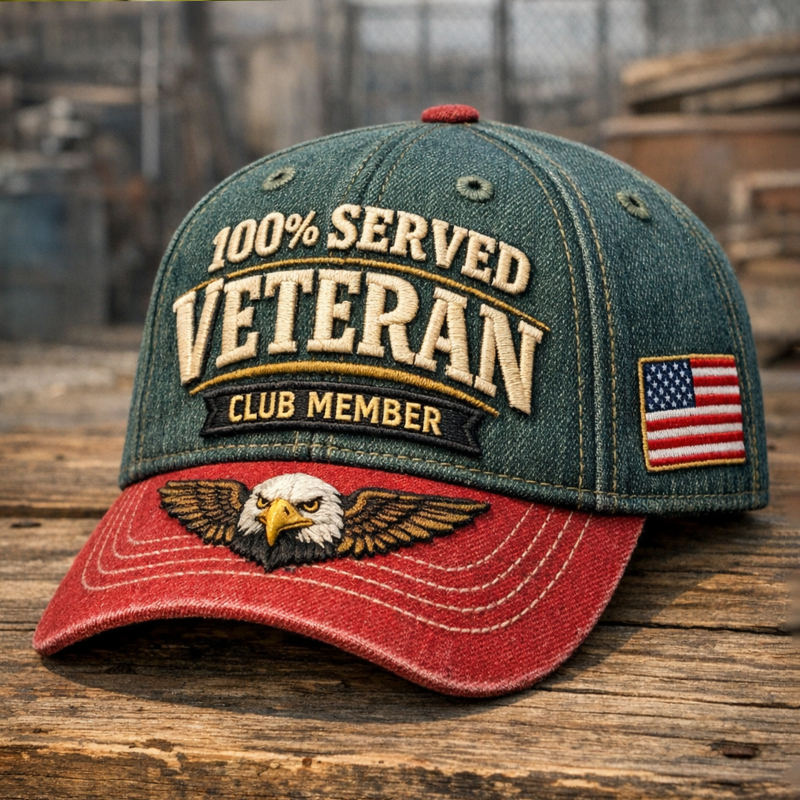 Retro Veteran Club Print Casual Hat