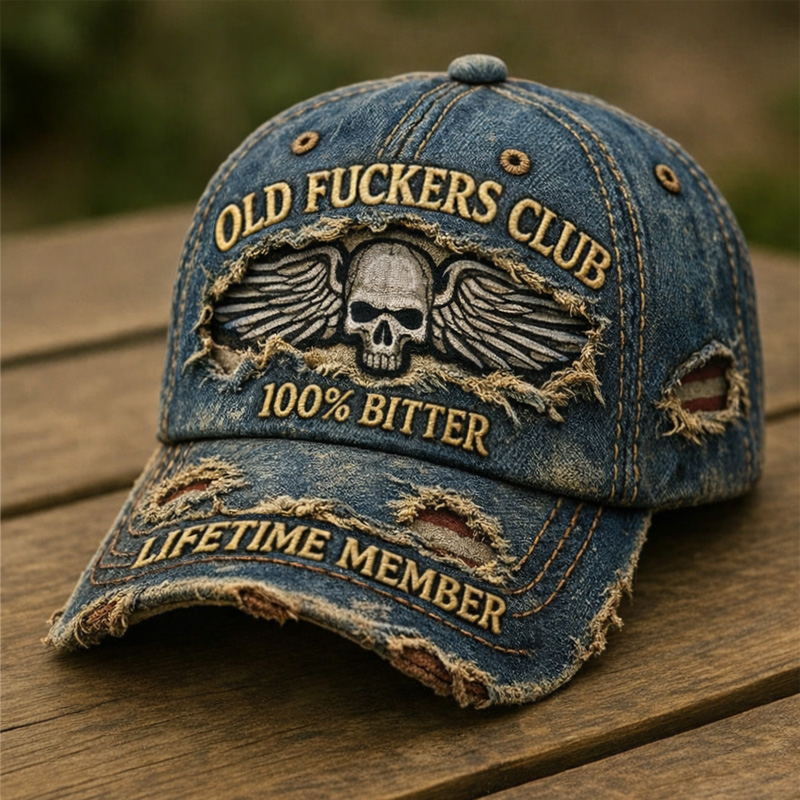 Funny Retro Old Man Club Print Casual Hat