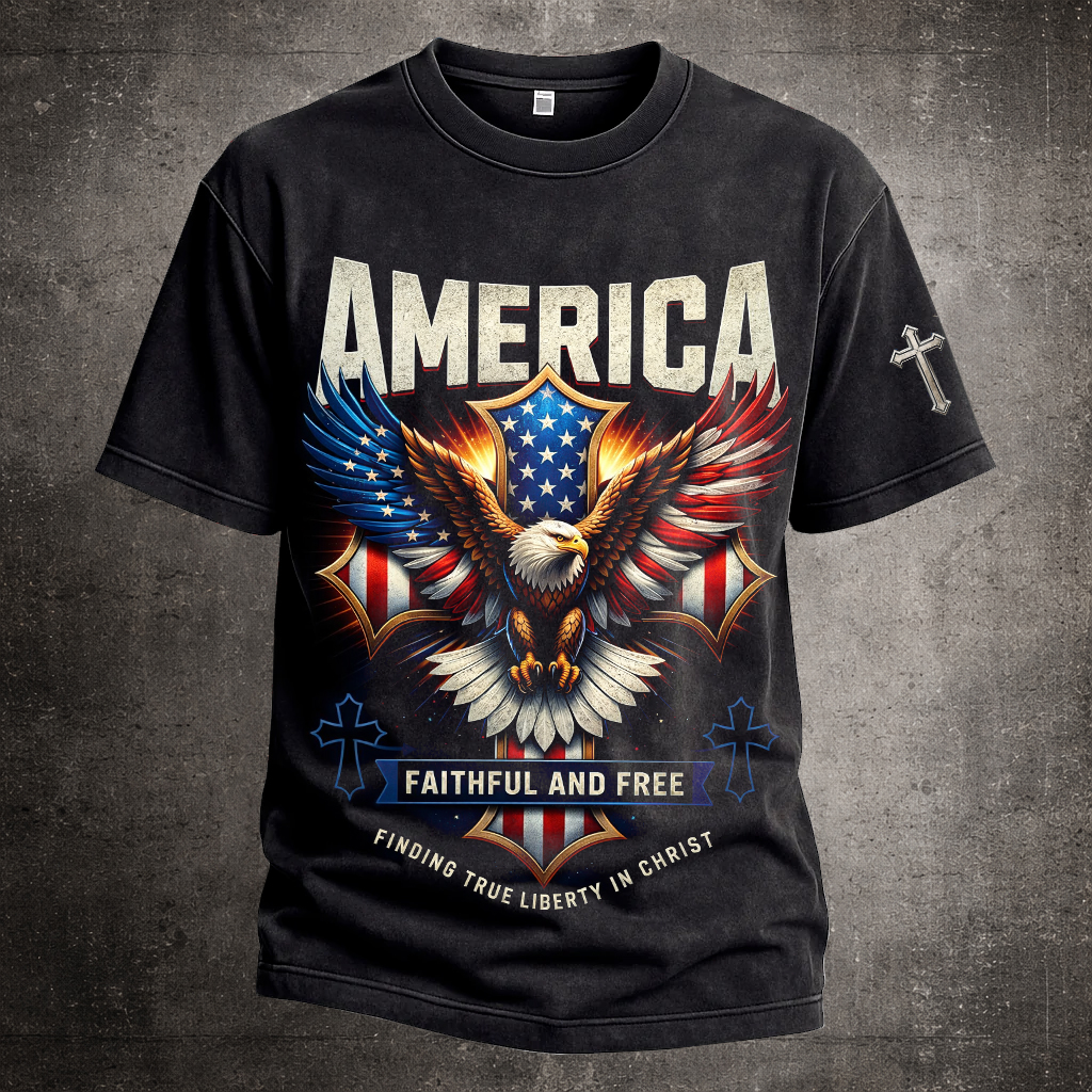 One Nation Under God Printed Casual Short Sleeve T-Shirt