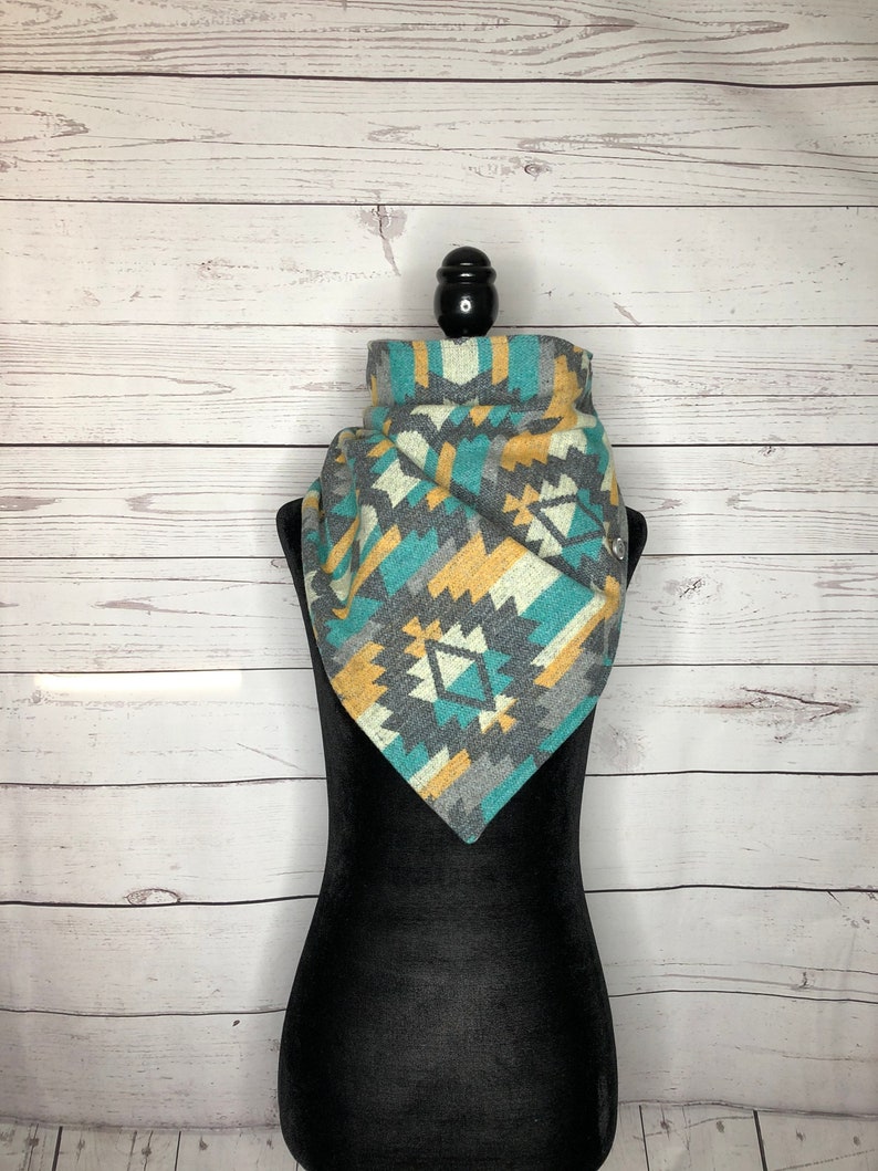 Turquoise Western Aztec Warm Neck Hood