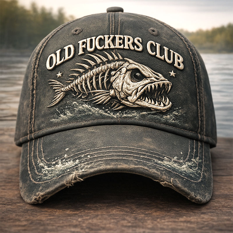 Old Club And Fish Print Casual Hat