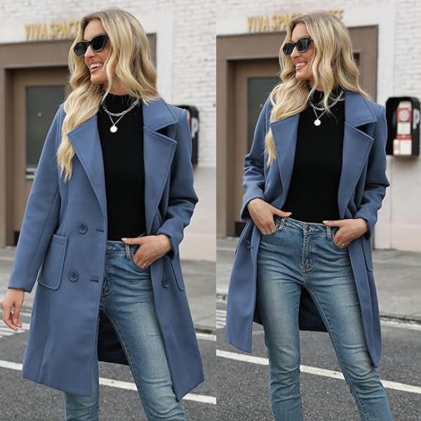 Free Shipping 🎄Winter Essential: Women‘s Wool Blend Camel Coat, Mid-Length Double-Breasted Jacket with Notch Lapel