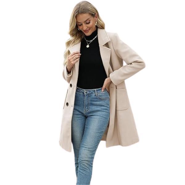 Free Shipping 🎄Winter Essential: Women‘s Wool Blend Camel Coat, Mid-Length Double-Breasted Jacket with Notch Lapel