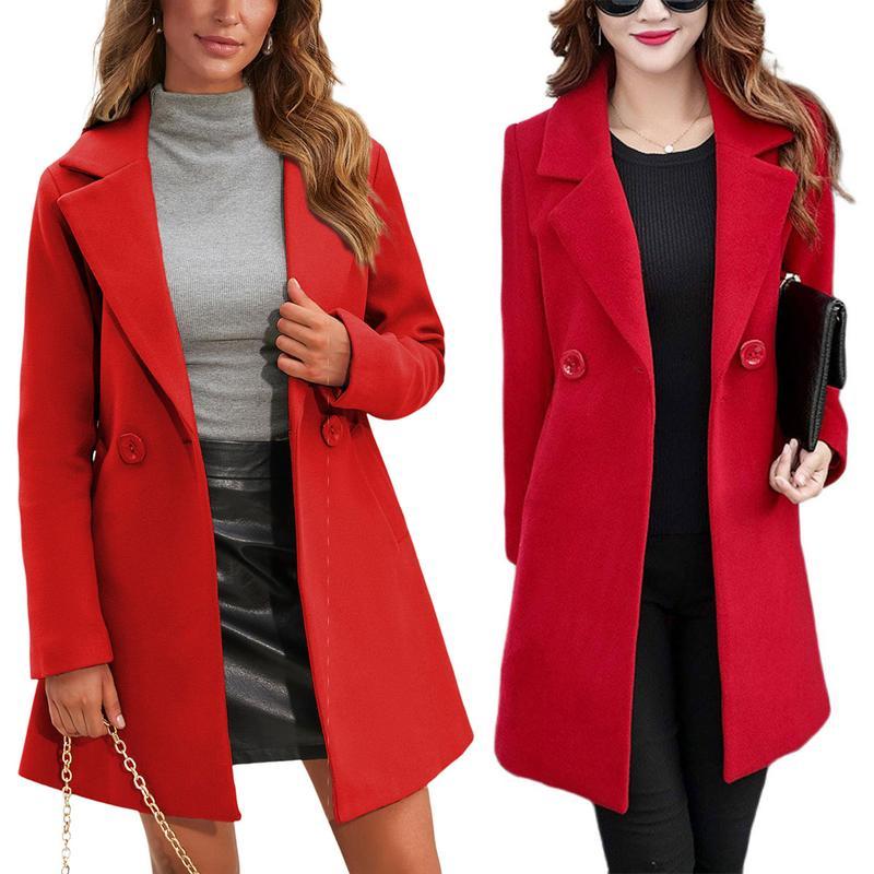 Free Shipping 🎄Winter Essential: Women‘s Wool Blend Camel Coat, Mid-Length Double-Breasted Jacket with Notch Lapel