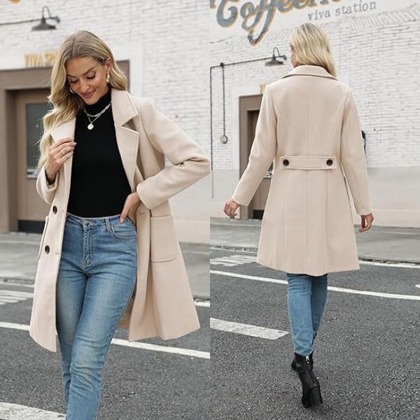 Free Shipping 🎄Winter Essential: Women‘s Wool Blend Camel Coat, Mid-Length Double-Breasted Jacket with Notch Lapel