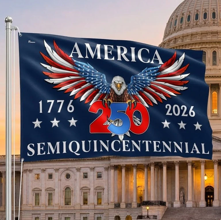 American Flag - America 250th Anniversary Semiquincentennial Eagle Grommet Flag