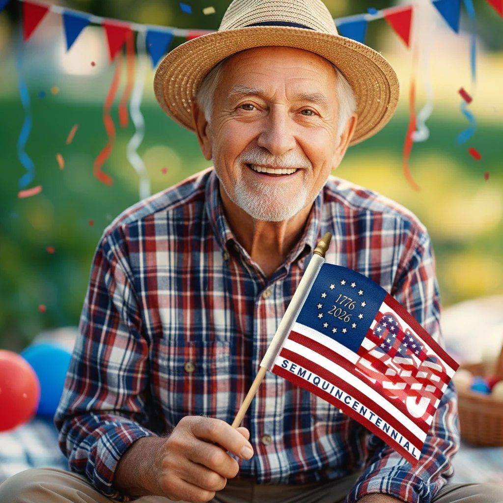 250th Anniversary United States Handheld Flag, Semiquincentennial Flag