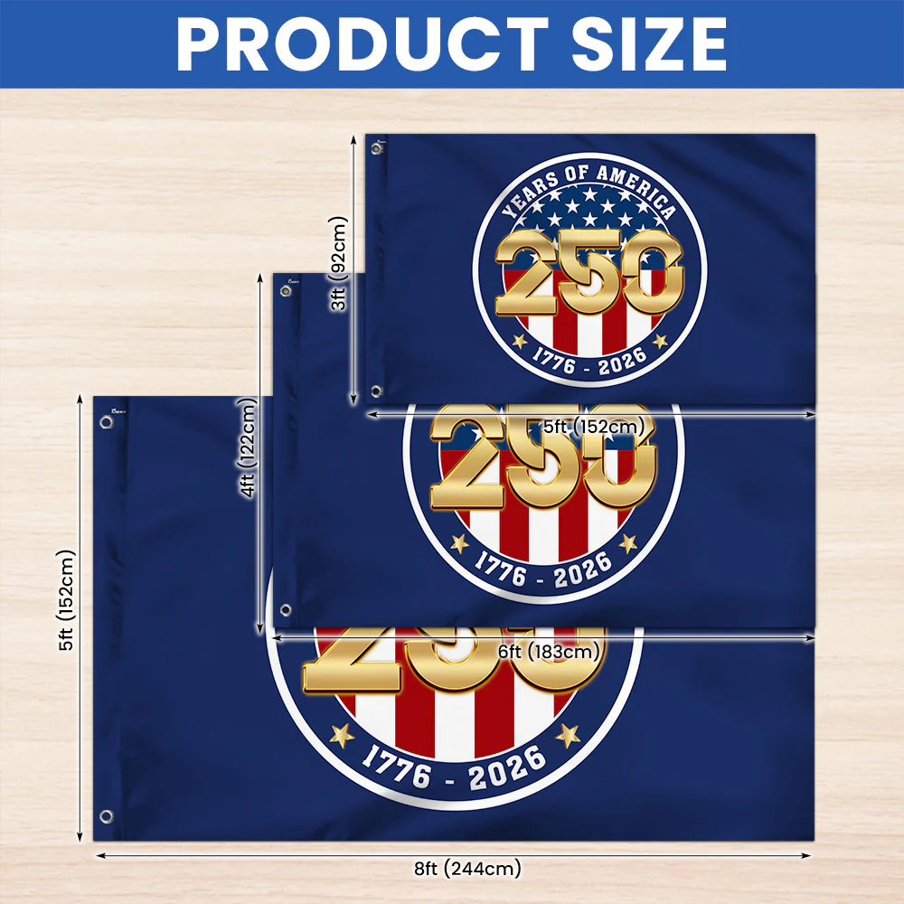 Patriotic 250 Years of America 1776 2026 Semiquincentennial Grommet Flag