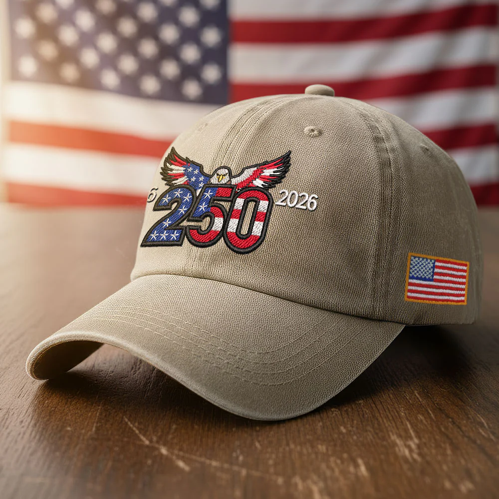 250th Anniversary Washed Cap with Embroidered Eagle Flag