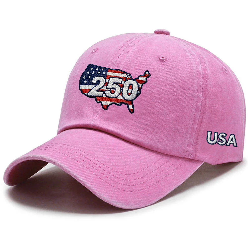 250 Years of USA Patriotic Washed Cap with Embroidered America Map
