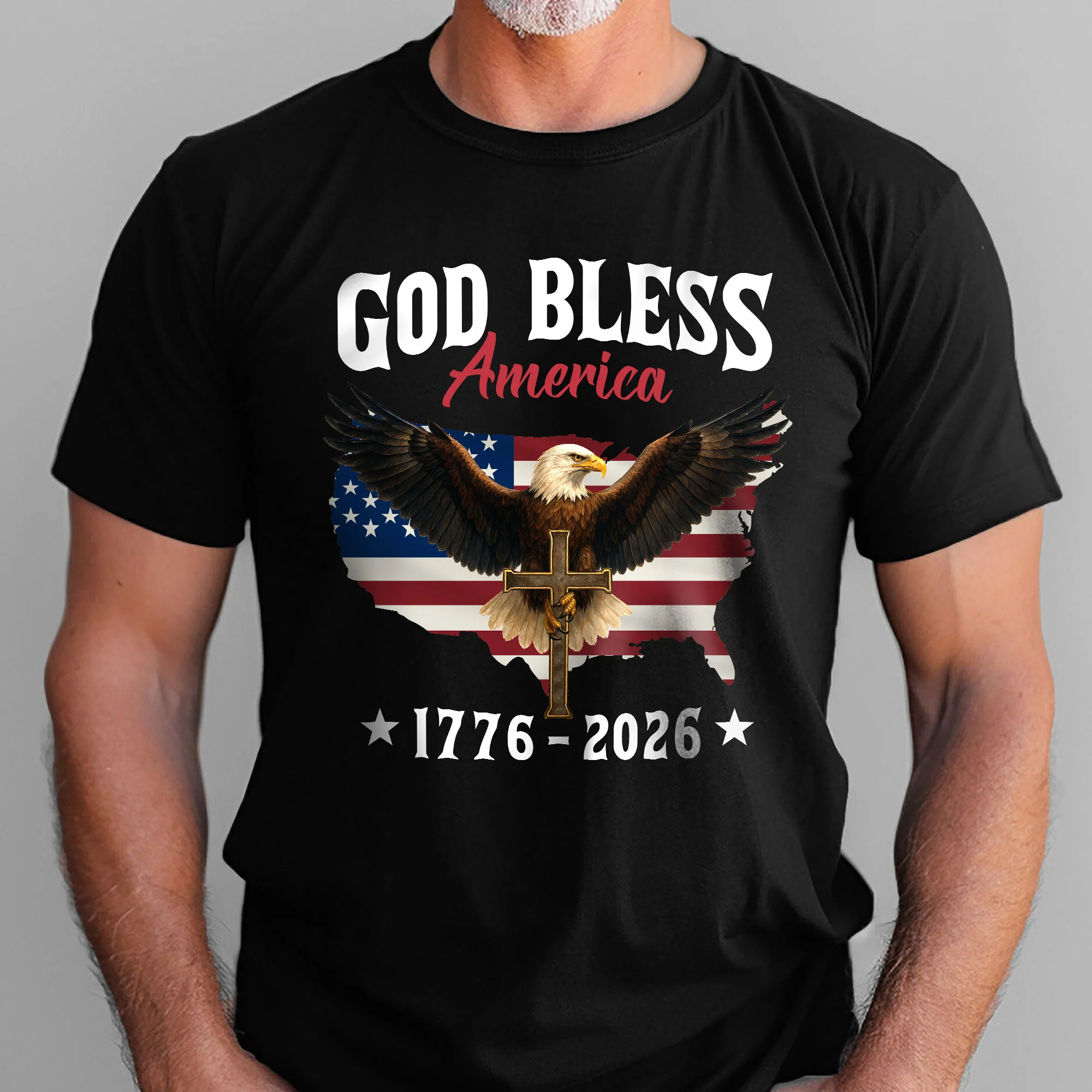 Patriotic 250th Anniversary T-Shirt | God Bless America Eagle 1776–2026 Tee