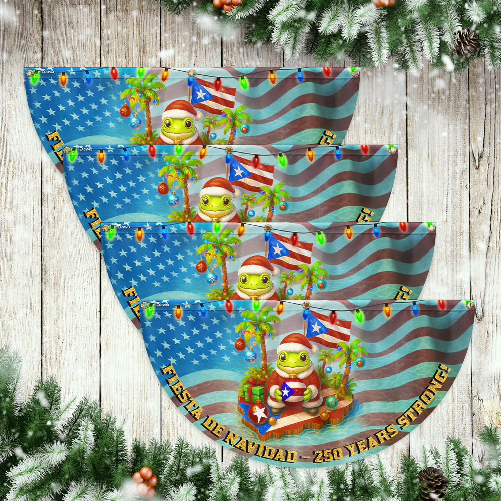 Puerto Rico Christmas Fan Flag – Fiesta De Navidad 250 Years Strong