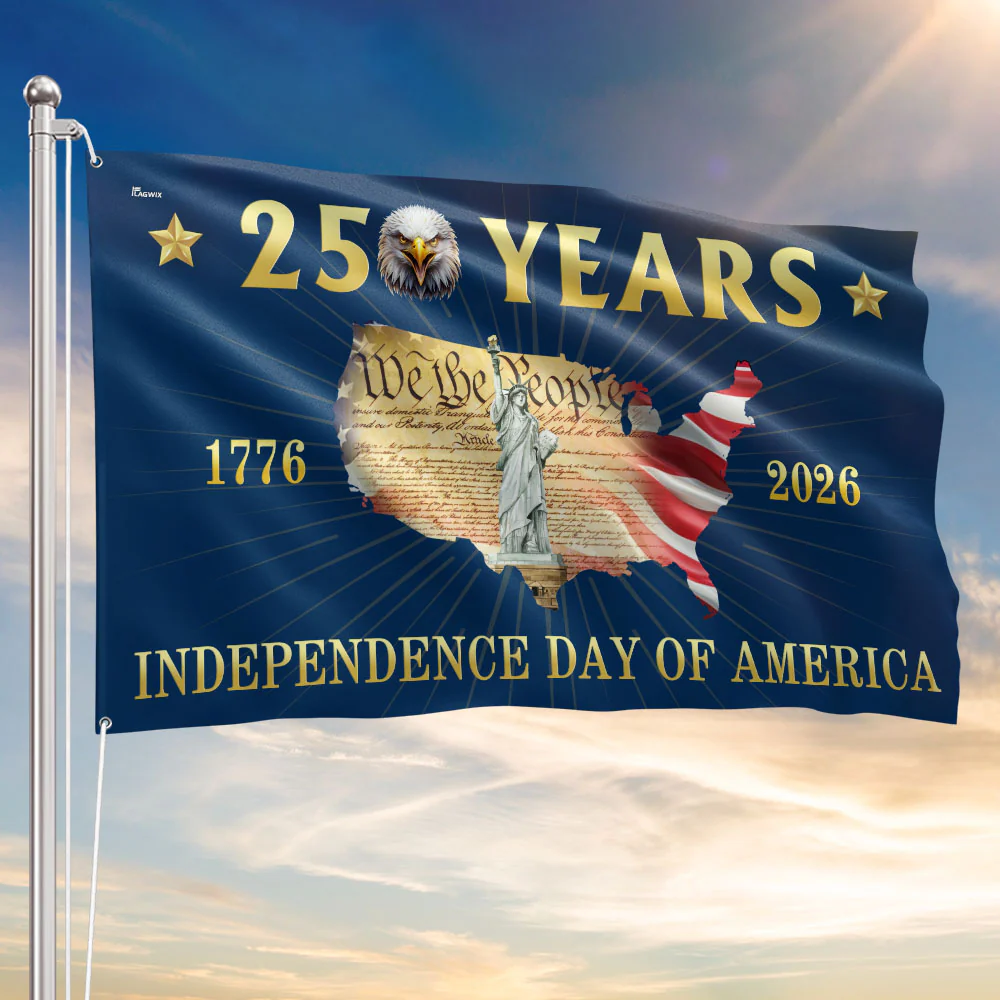 250 Years Grommet Flag - Independence Day of America Map Flag