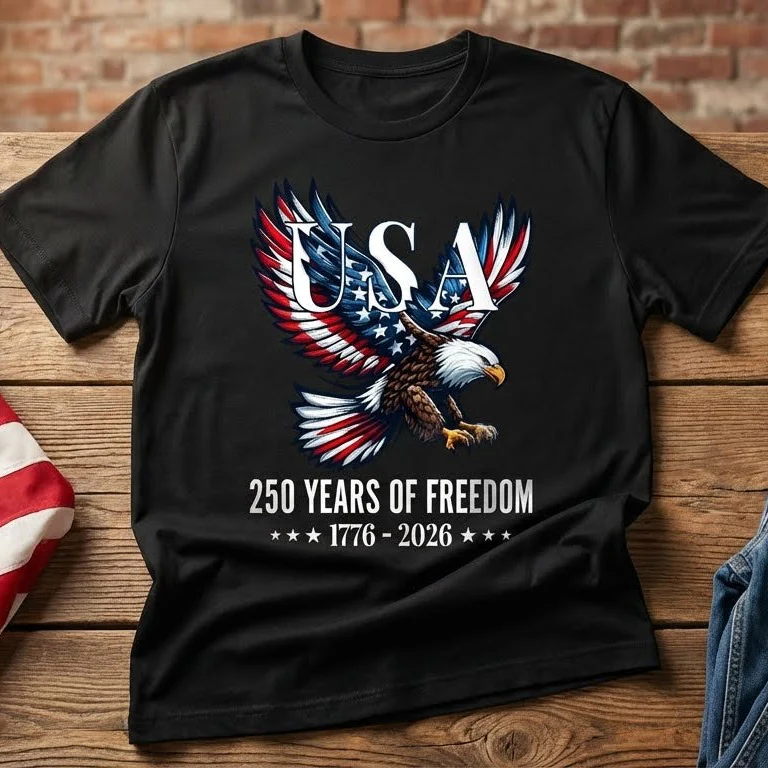 USA 250 Years of Freedom T-Shirt | Bald Eagle Patriotic 1776–2026 Tee