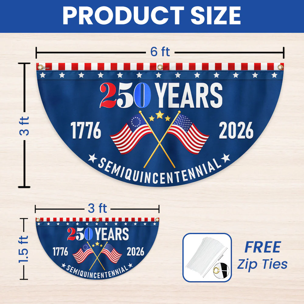 American Flag - America 250th Anniversary Non-Pleated Fan Flag