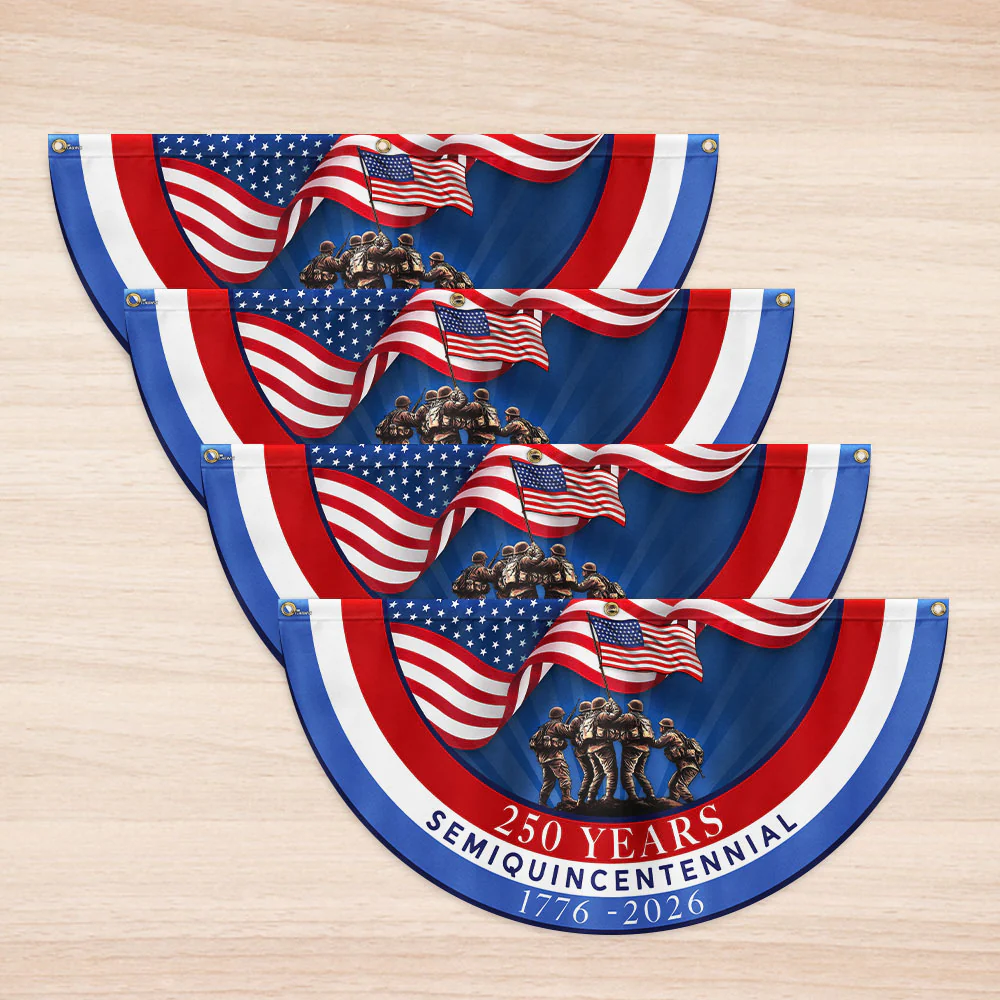 American Flag - USA 250th Anniversary Semiquincentennial Non-Pleated Fan Flag