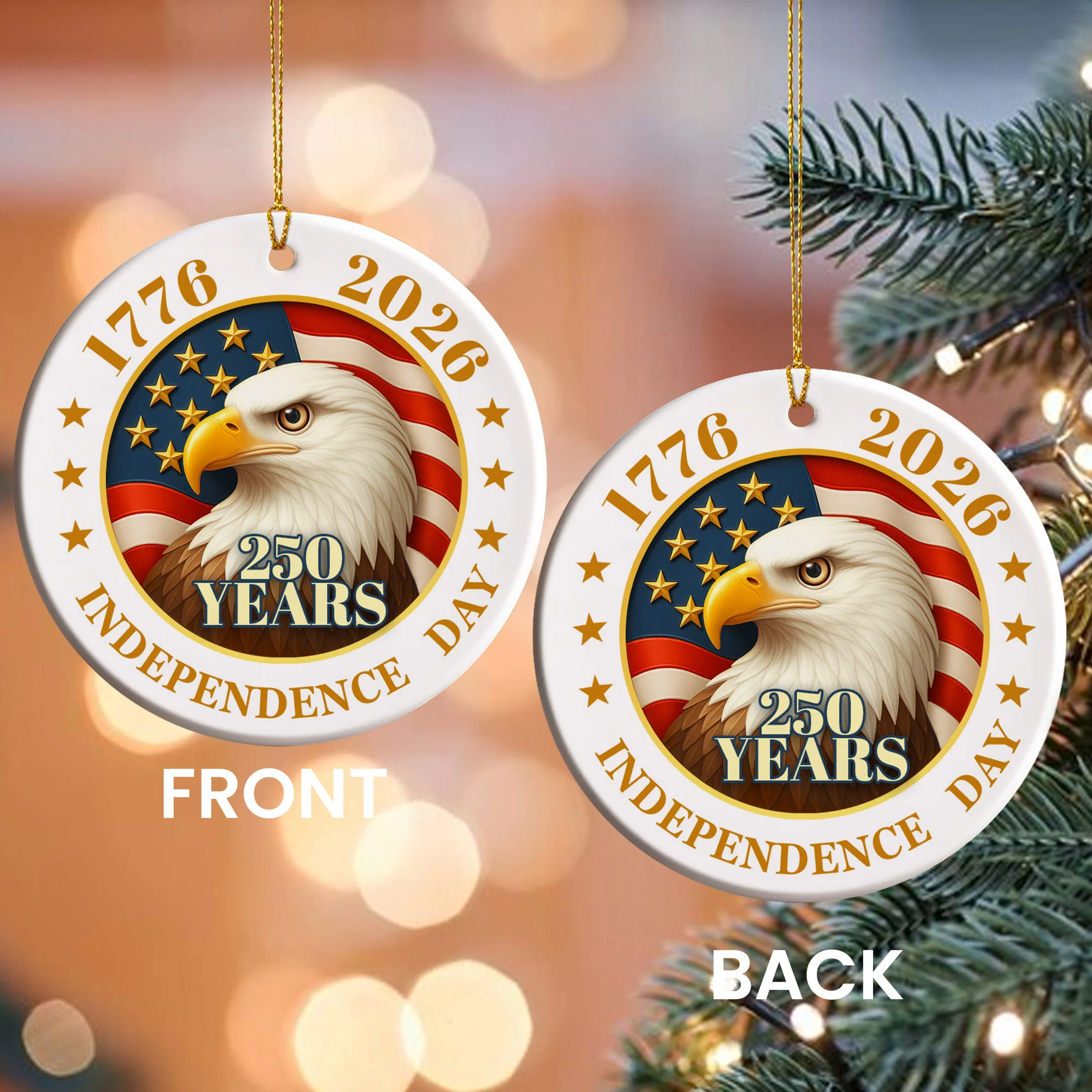 250 years of America Ceramic Ornament, 1776-2026, Patriotic Ornament, American Independence Day Gift, July 4 Decor, 250th Anniversary
