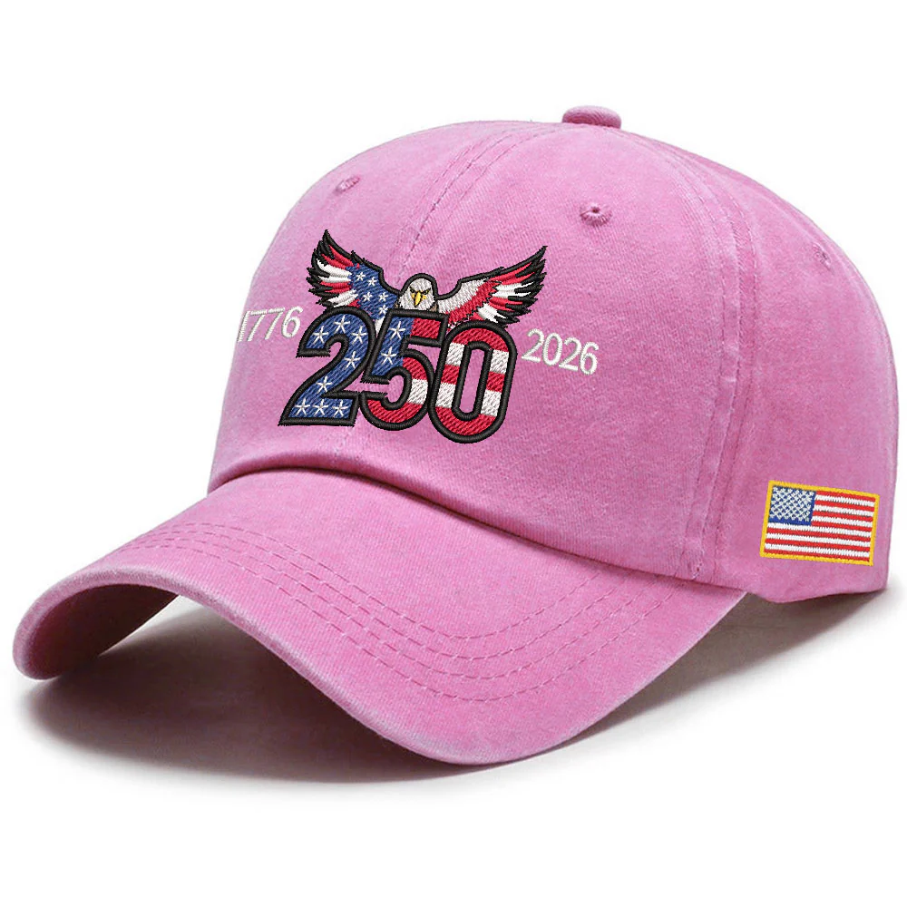 250th Anniversary Washed Cap with Embroidered Eagle Flag