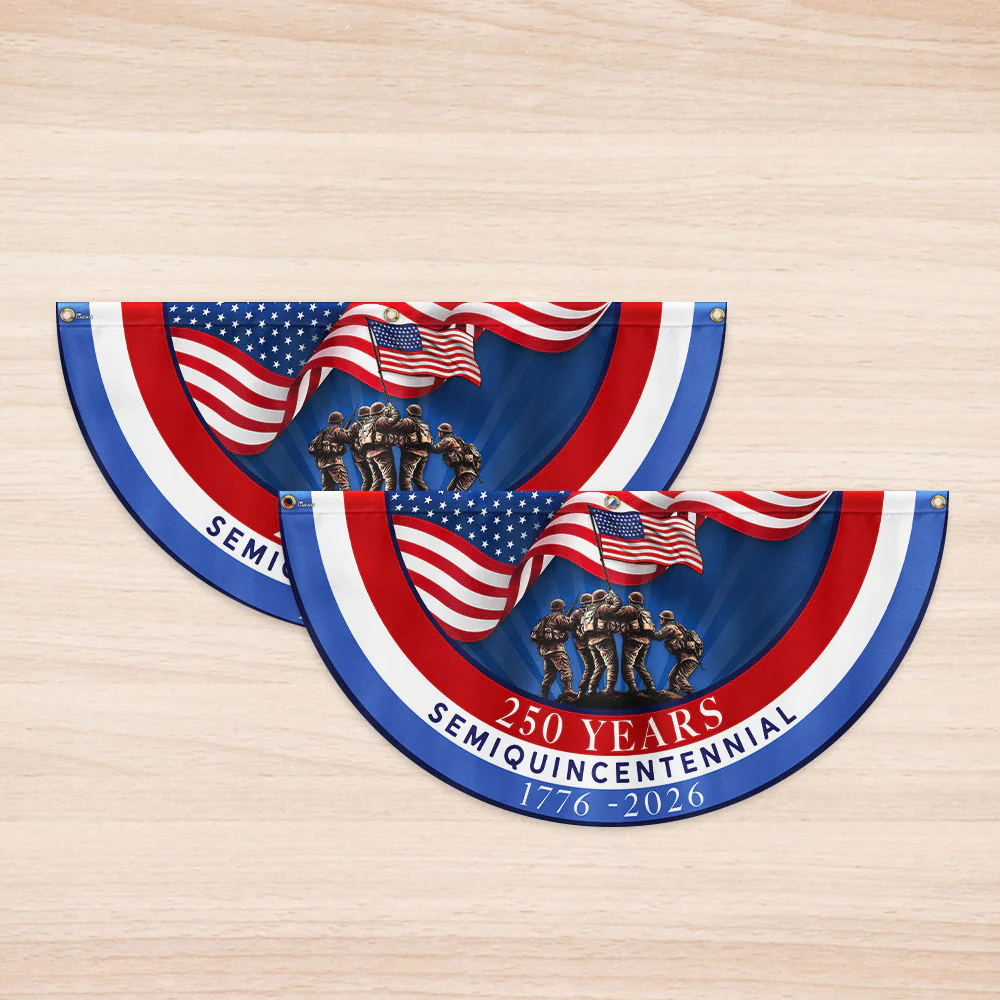 American Flag - USA 250th Anniversary Semiquincentennial Non-Pleated Fan Flag