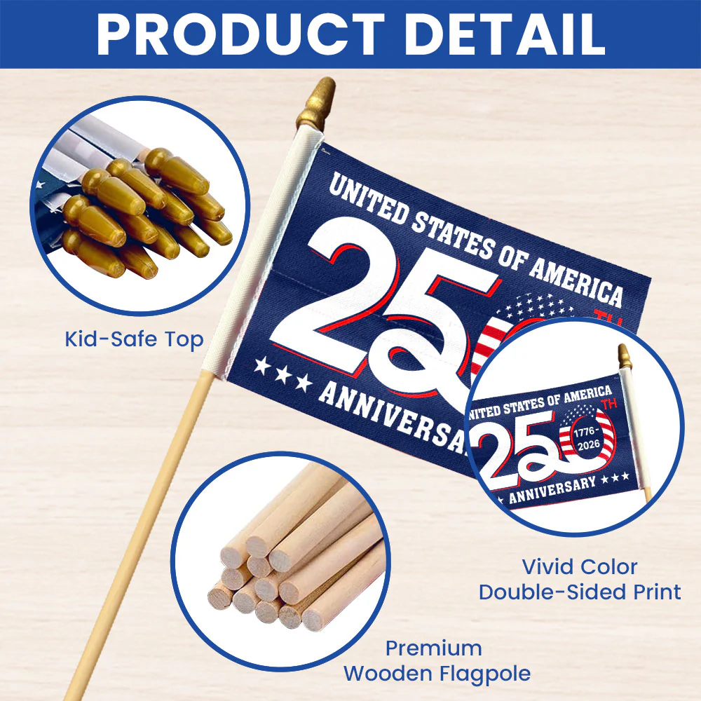 250th Anniversary 1776 2026 United States of America Handheld Flag