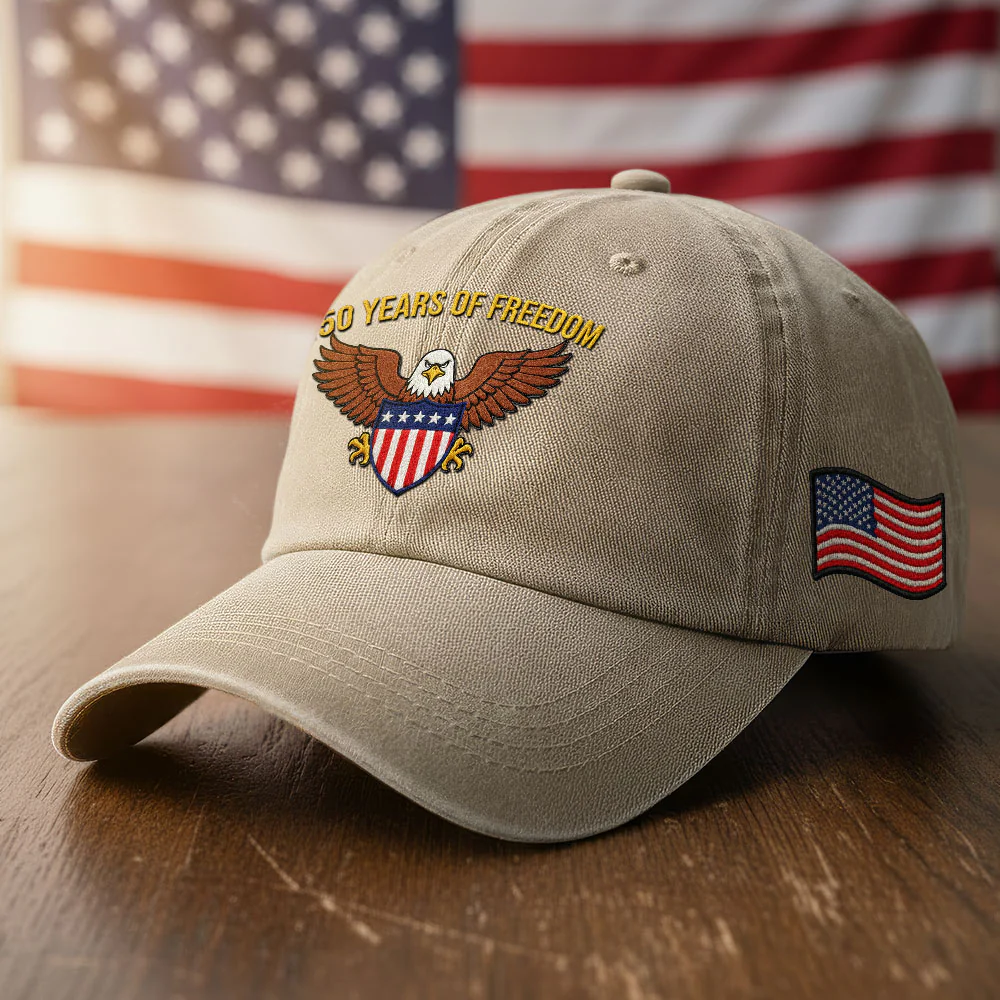 250 Years of Freedom Washed Cap, American Eagle Shield with Embroidered Hat
