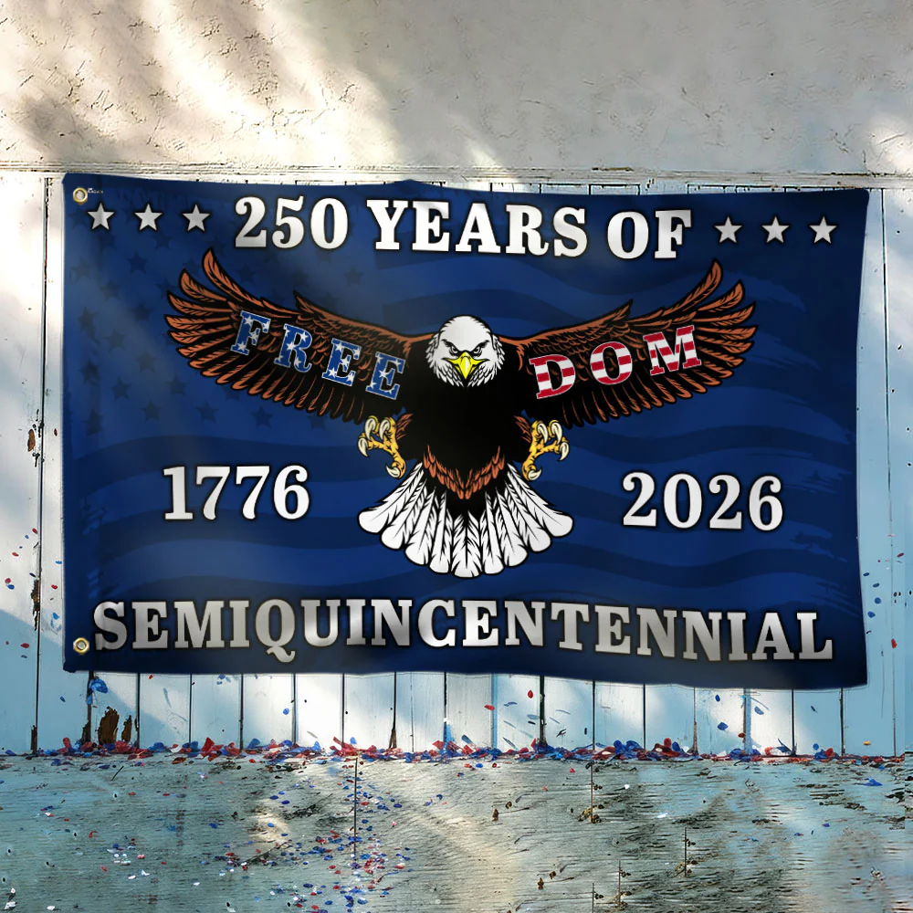 250 Years of Freedom Flag | Patriotic Eagle 4th of July Grommet Flag