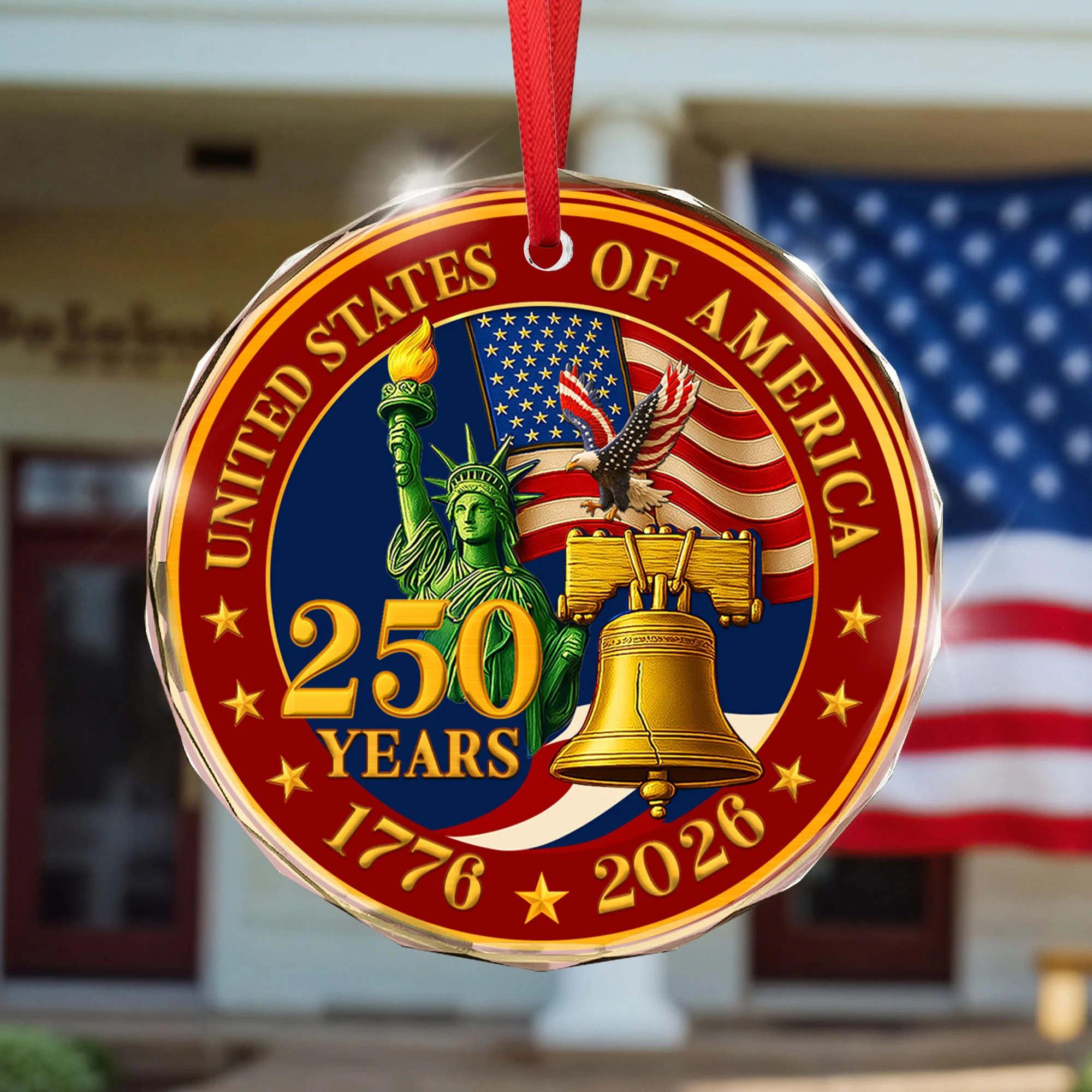 250 years of America Ornament, Eagle Decor, 1776 - 2026 Liberty Bell Decoration, Patriotic Ornament, Independence Day, American July 4 Decor