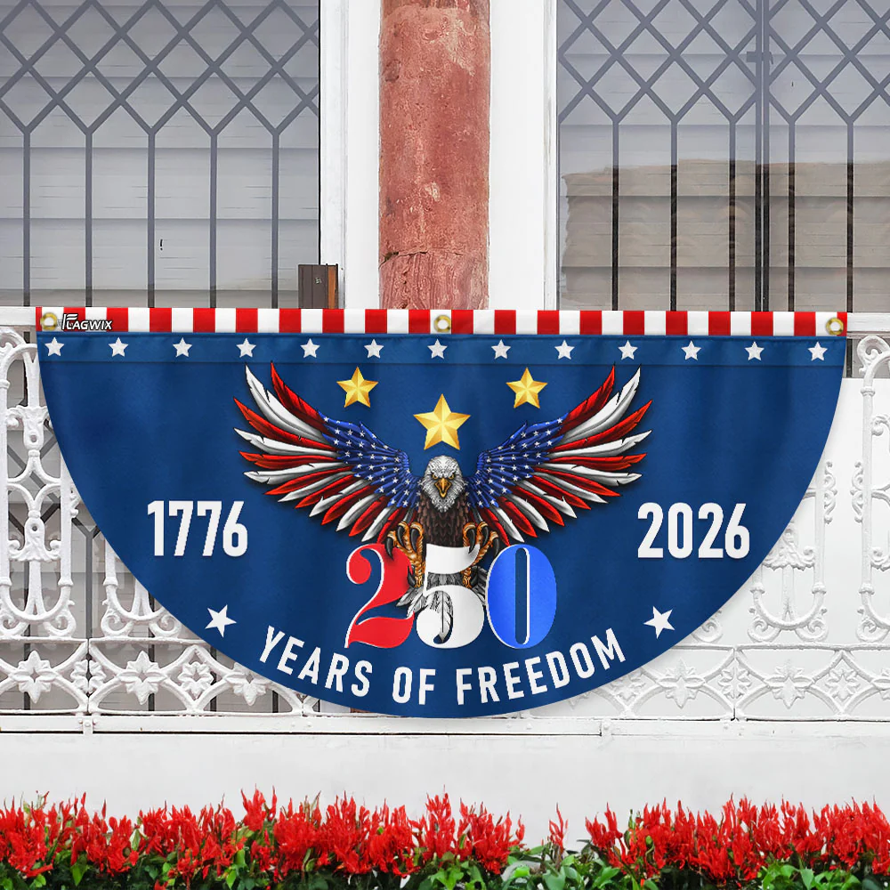 America 250 Years of Freedom Semiquincentennial Eagle Patriotic Fan Flag