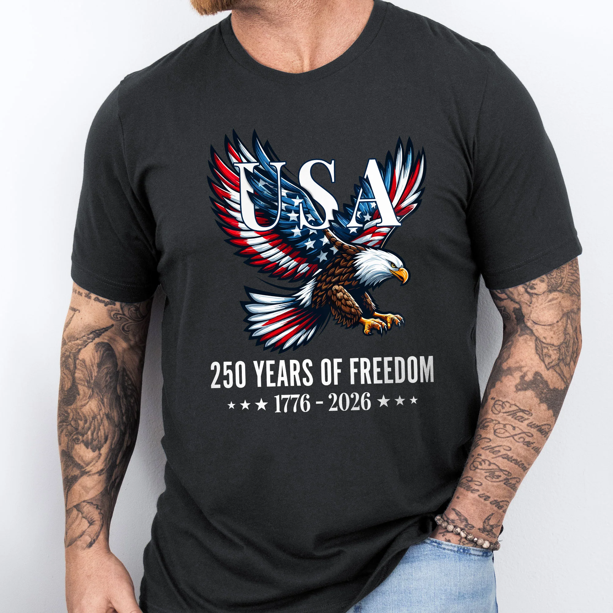 USA 250 Years of Freedom T-Shirt | Bald Eagle Patriotic 1776–2026 Tee